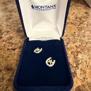 Montana Silversmiths Horseshoe & Star Earrings - Silver & Gold
